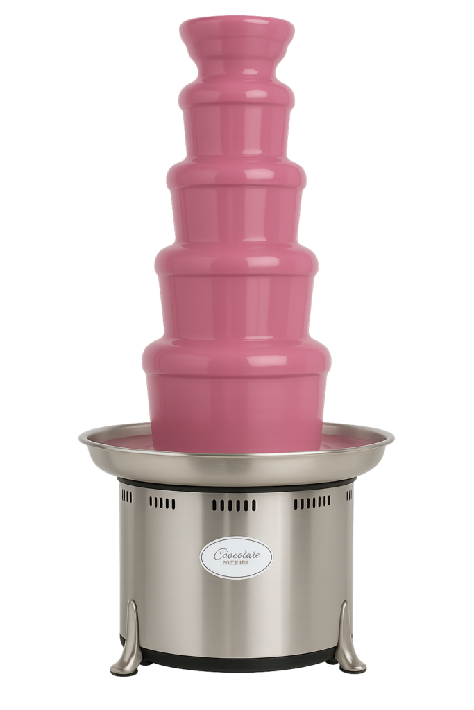 Chocoladefontein met roze chocolade