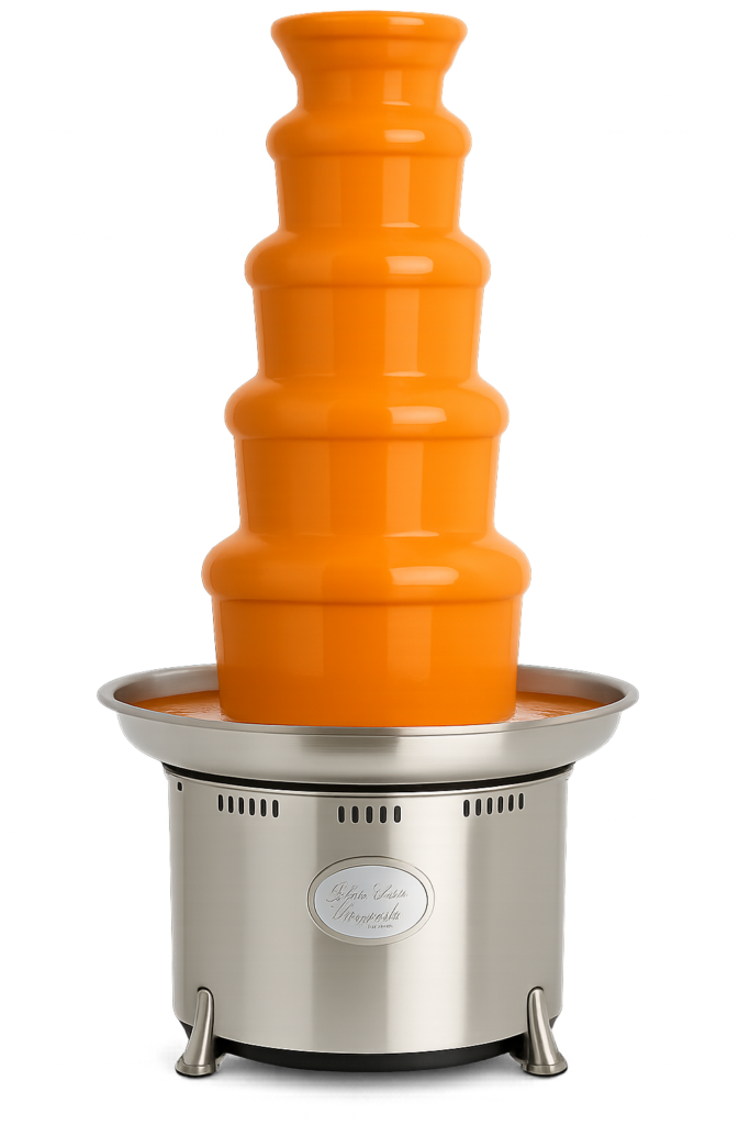 Chocoladefontein met oranje sinaasappel chocolade smaak