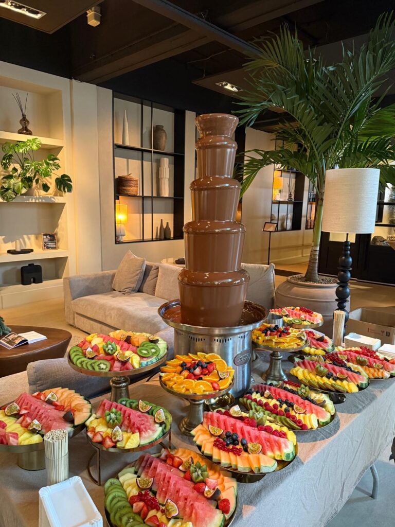 Chocoladefontein met fruitbuffet